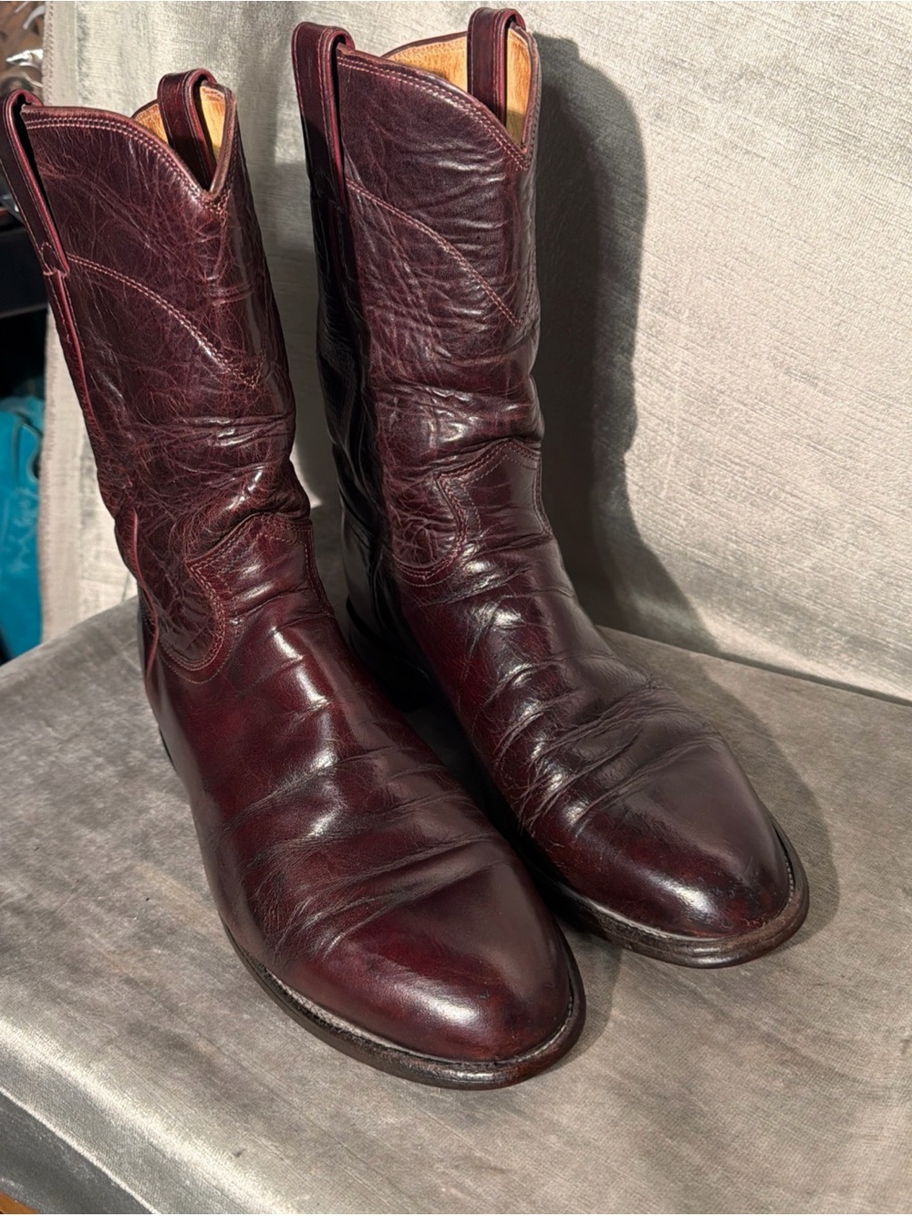 Justin Boots Men's Burgundy Leather Western Boots